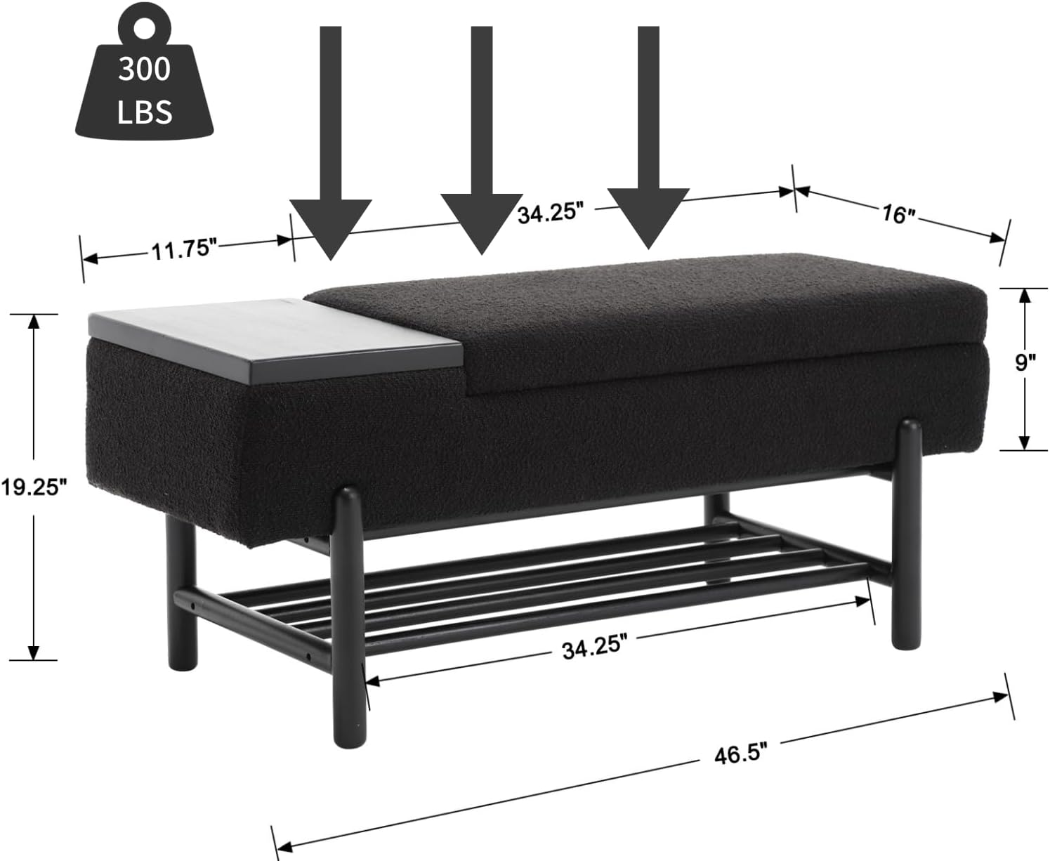 CIMOTA Banco de almacenamiento de entrada para dormitorio, banco otomano tapizado de sherpa con almacenamiento de zapatos de madera, mesa de centro