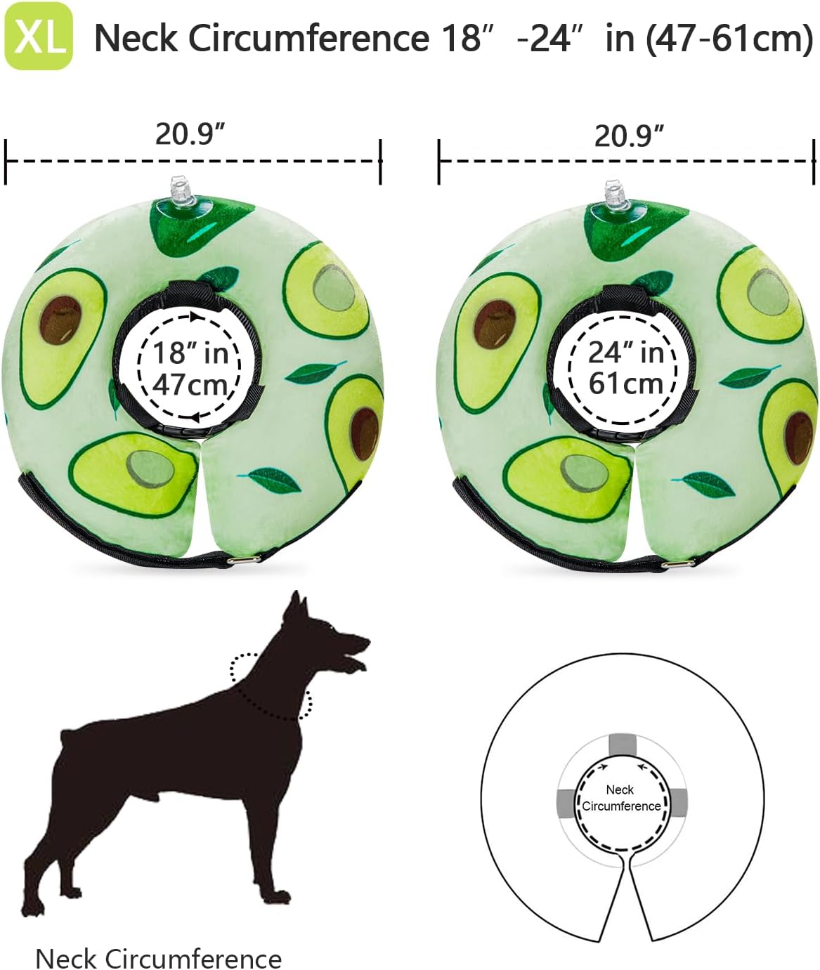 Collar de cono de perro para perros pequeños, medianos y grandes para después de la cirugía, collar inflable para mascotas, cono de recuperación