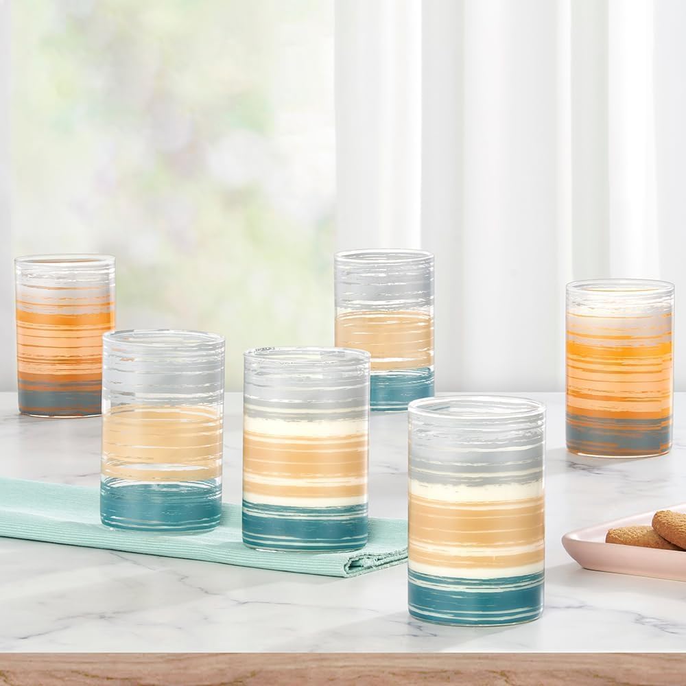 Borosil Vasos para beber, 10 onzas, juego de 6, sin BPA, vasos de agua para 6, vidrio de borosilicato transparente, ligero y duradero, resistente al