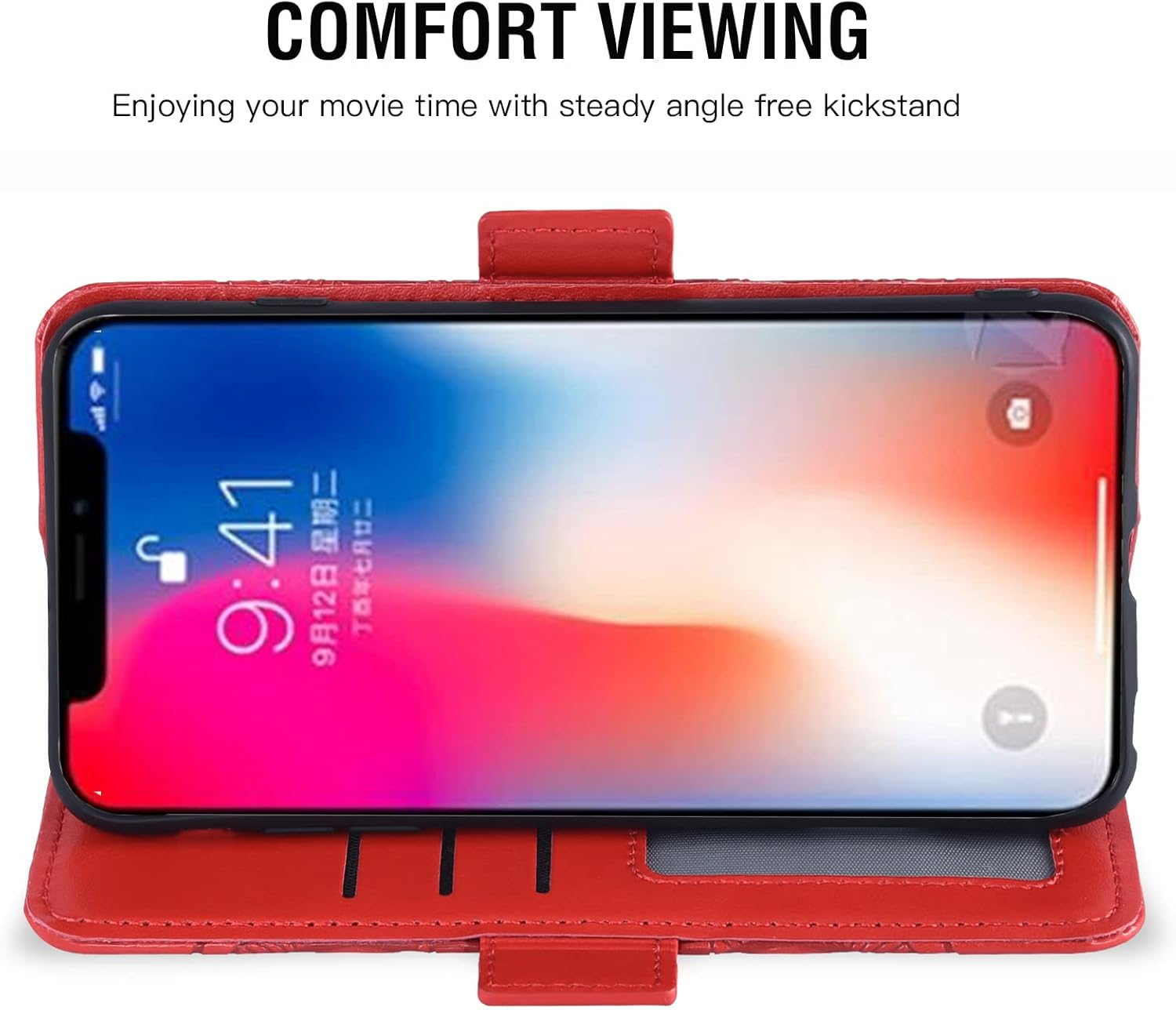 Asuwish Compatible con iPhone Xs X 10 10s Funda tipo cartera y protector de pantalla de vidrio templado, soporte para tarjetero, soporte para
