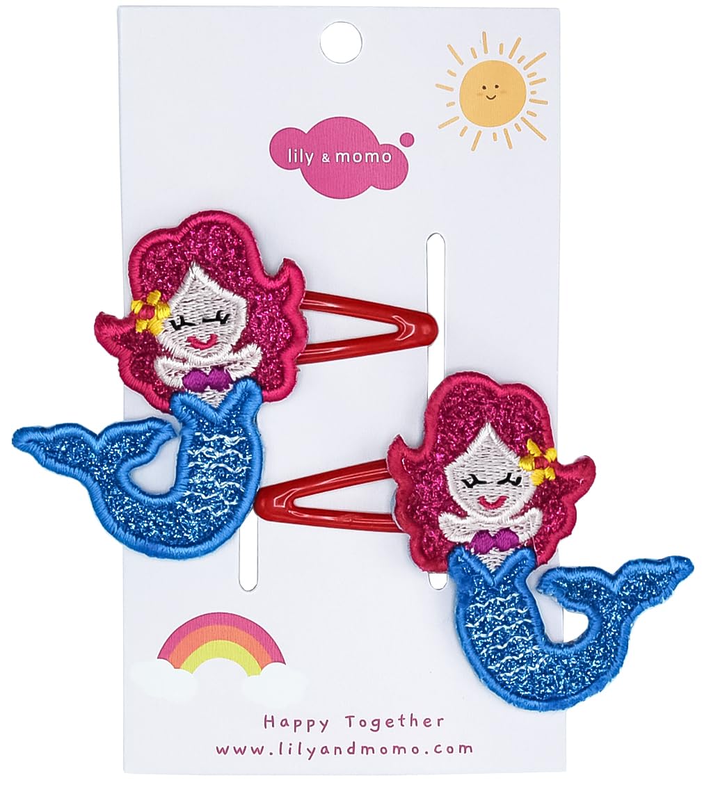 Mermaids Forever – Pinzas para el cabello, color rosa y aguamarina, accesorios para el cabello para niñas, pinza de cocodrilo, adecuadas para todo