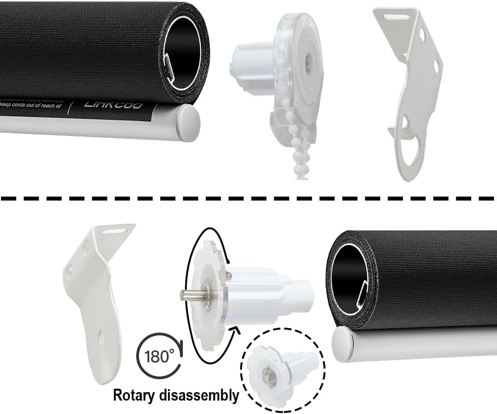 Persianas enrollables 85 % opacas, para oscurecer la habitación, con tela aislante térmica, con cadena, para hogar y oficina (negro, 48 pulgadas de