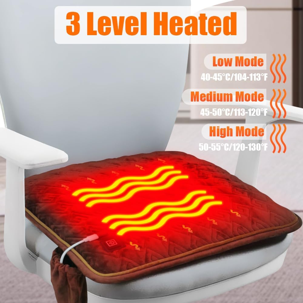 Cojín de asiento con calefacción de 10000 mAh, funciona con pilas, portátil, USB, recargable, para oficina y hogar