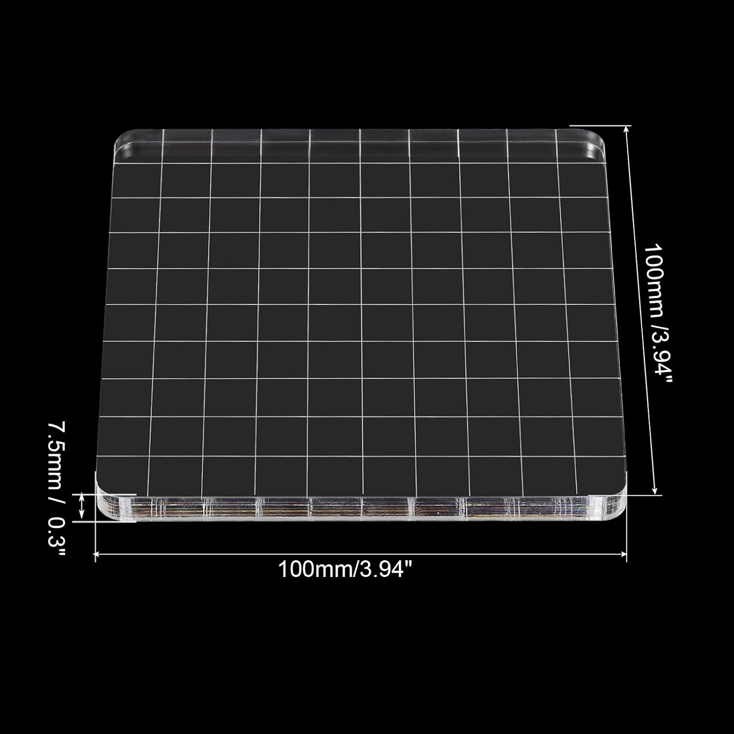 PATIKIL Bloque de sello acrílico de 4 x 4 pulgadas, bloque de estampado transparente con líneas de cuadrícula, bloques de montaje decorativos