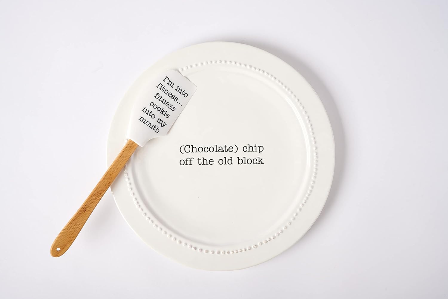 Mud Pie Circa – Juego de platos para galletas, blanco, plato de 12 pulgadas de diámetro, espátula de 12 pulgadas, cortador de 3 x 3 pulgadas
