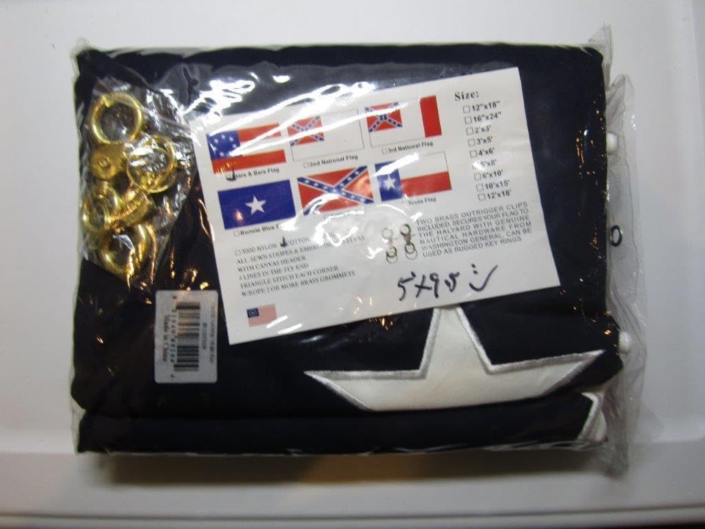 Premium 5×9.5 ft Embroidered Bars 1st 7 Cotton Casket Flag