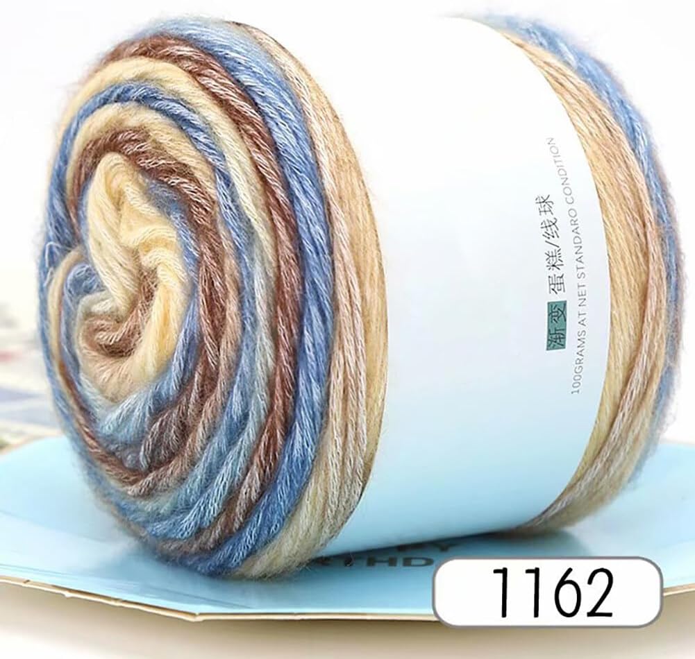 100% algodón multicolor degradado de lana de algodón arco iris suave hilo de algodón cálido 3.53 oz hilo de pastel de gasa de algodón caliente DIY