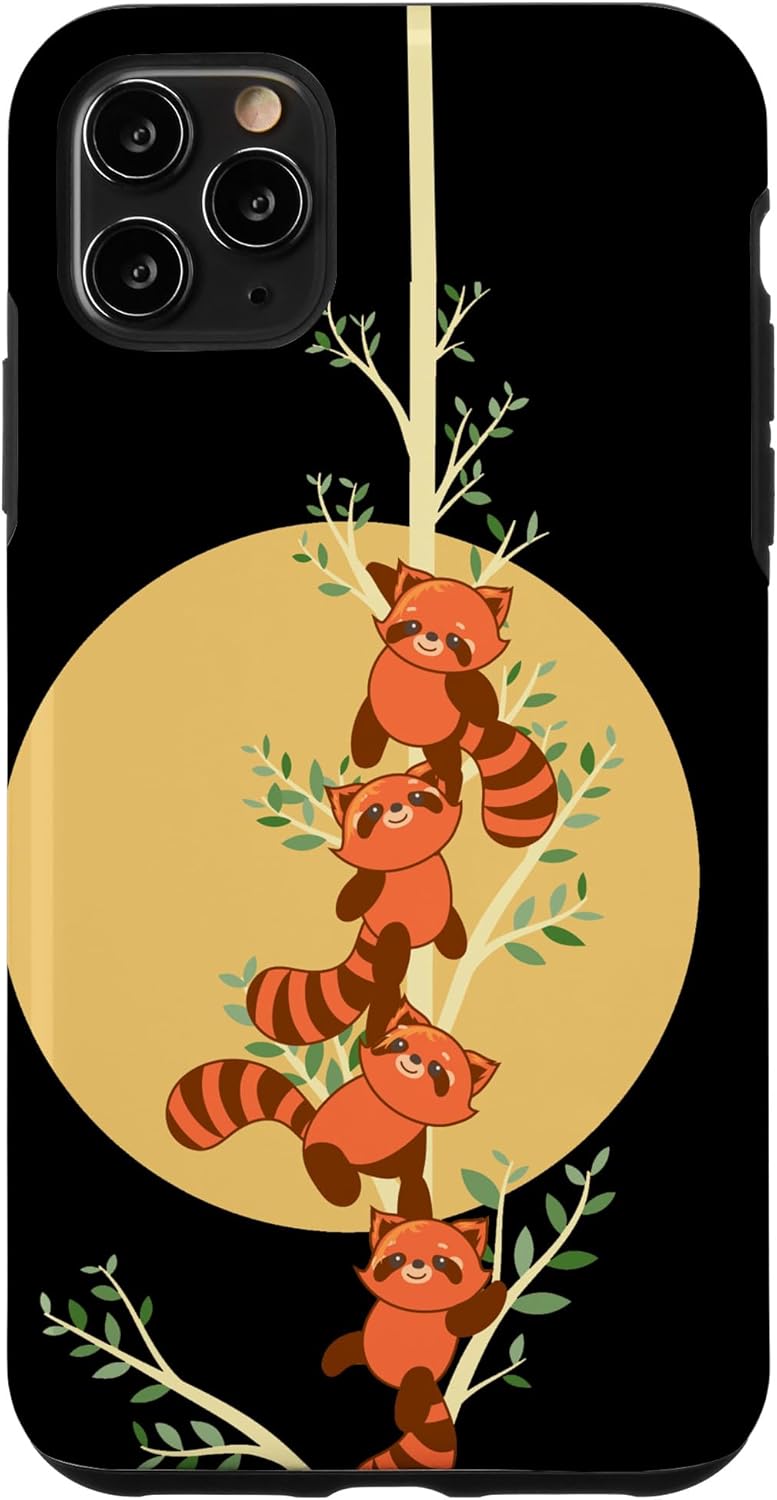 Carcasa para iPhone 11 Pro Max, diseño de panda, color rojo