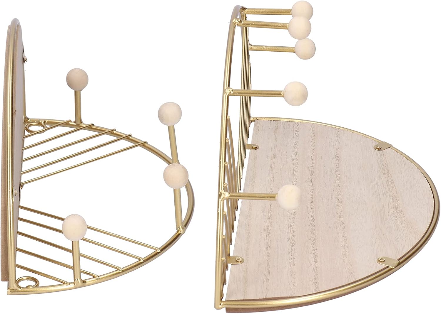 Estante de exhibición de pared para colgar ropa, color dorado, estante de pared con organizador de almacenamiento, perfecto para el hogar, sala de