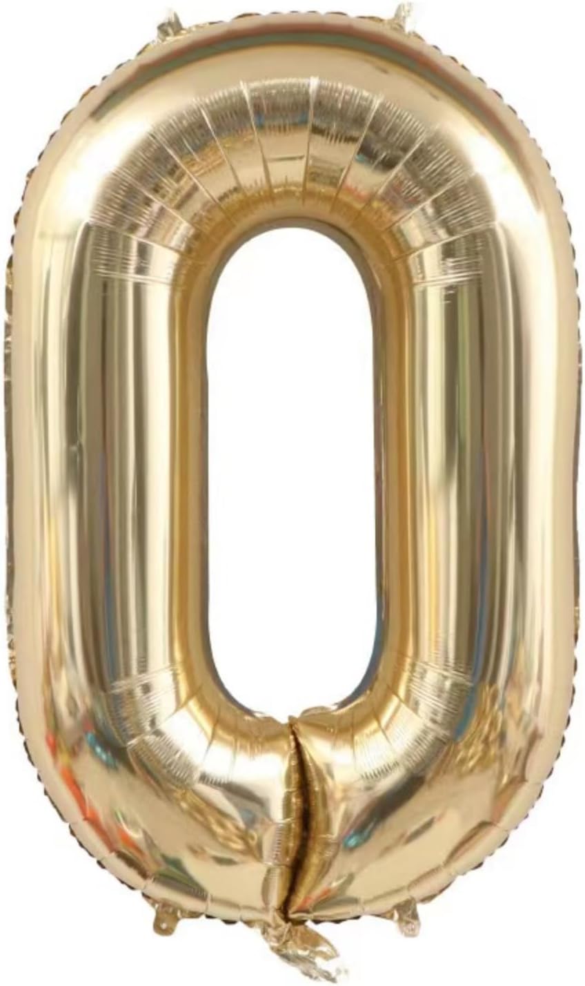 Juego de globos del número 0 de oro blanco de 40 pulgadas, decoraciones de fiesta de cumpleaños. (0)