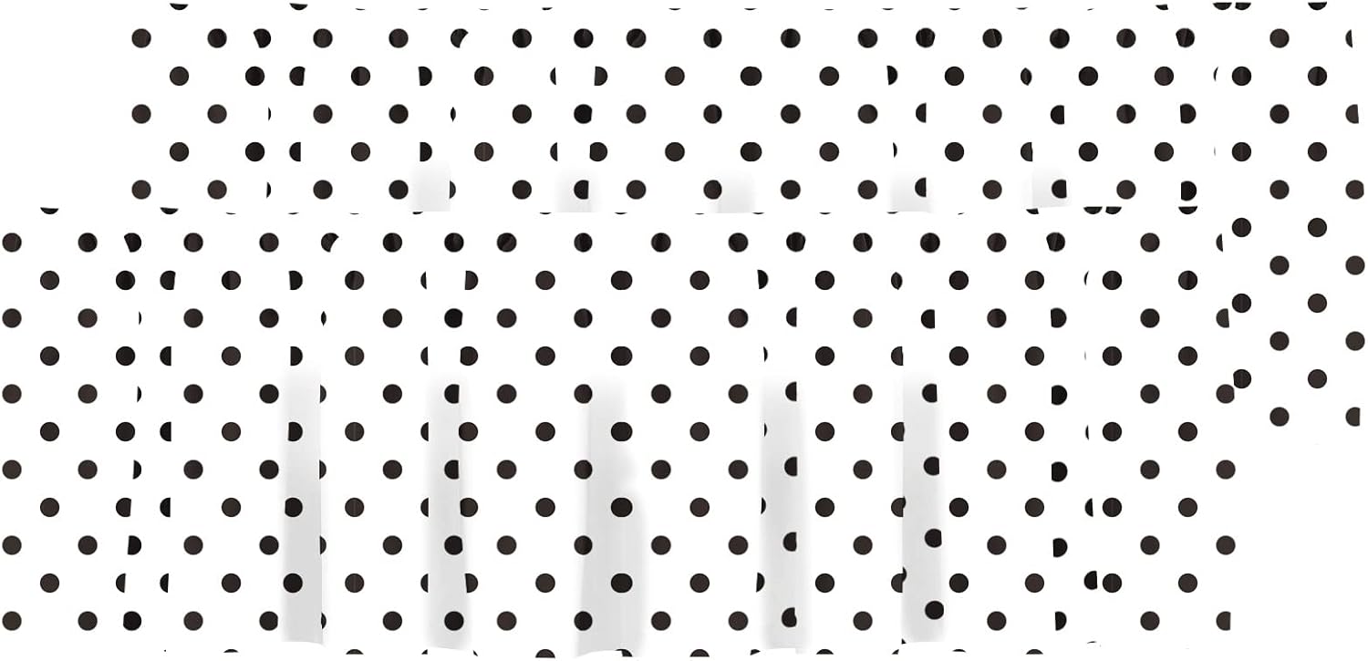 Healbrighting Cenefa de cortina corta con bolsillo para cortinero con lunares negros y blancos para decoración de cocina, dormitorio, 52 x 18