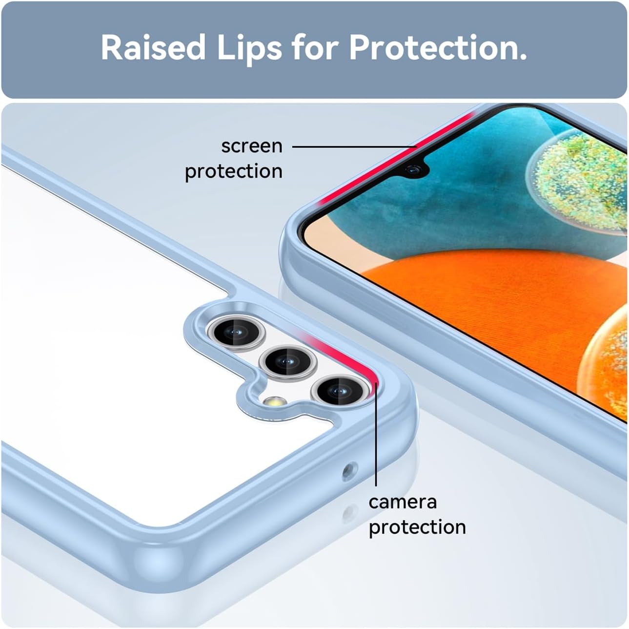 Funda transparente para Galaxy A14, Samsung A14 5G SM-A145F SM-A146U con protector de pantalla, a prueba de golpes, policarbonato duro transparente