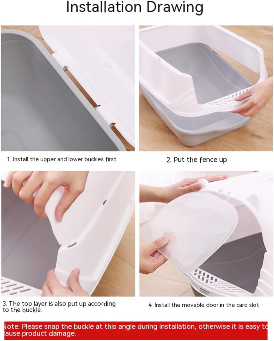 Caja de arena grande cerrada para gatos, caja de arena con capucha, tapa abatible, bandeja de arena para gatos con control de olores en la puerta,
