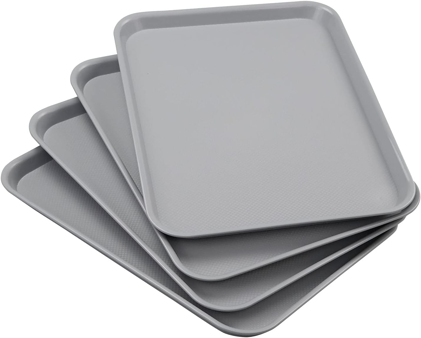 Pekky Bandejas de plástico de comida rápida, bandeja de servir gris, 17.2 x 13.5 x 0.9 pulgadas, 4 paquetes