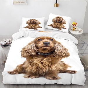 Juego de funda de edredón de Cocker Spaniel blanco con estampado de animales, funda de edredón de microfibra suave y 2 fundas de almohada de 20 x 26 Juego de funda de edredón de Cocker Spaniel blanco con estampado de animales, funda de edredón de microfibra suave y 2 fundas de almohada de 20 x 26