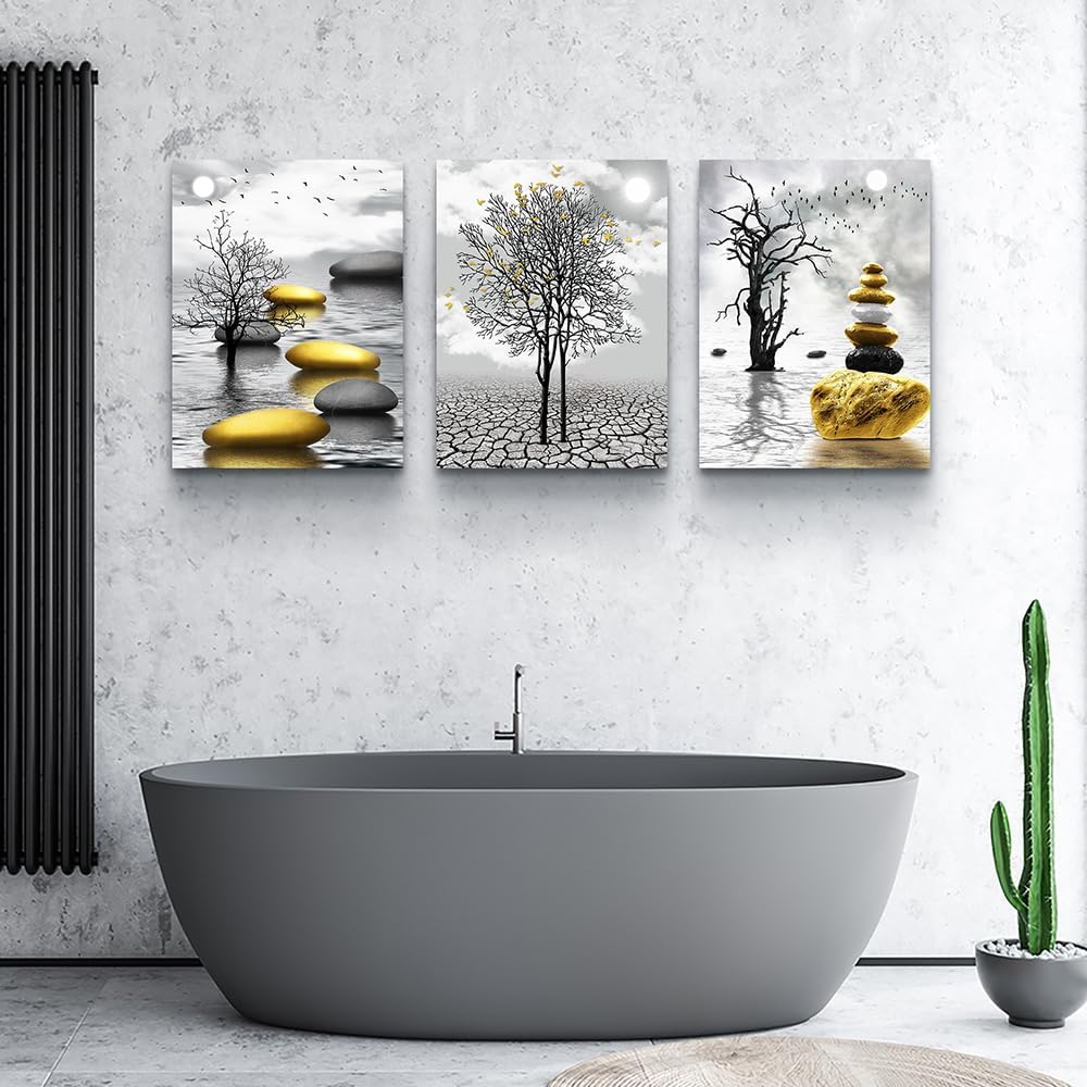 Lienzo decorativo de pared para sala de estar, decoración de pared para dormitorio, imágenes abstractas amarillas para pared, baño, pinturas en