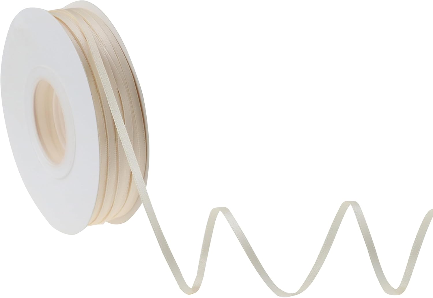 DINDOSAL Cinta fina de marfil de 18 pulgadas, cinta estrecha color crema, cinta de satén delgada de doble cara para decoración de bodas, cinta fina