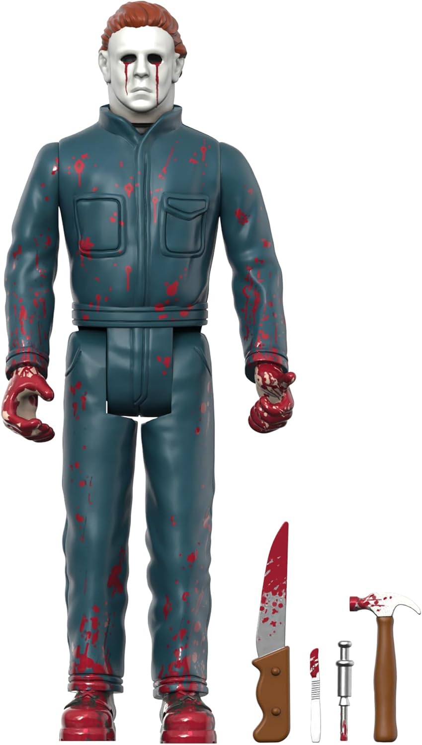 Super7 Halloween II Michael Myers (Slood-Splattered) – Figura de acción de Halloween 2 de 3.75 pulgadas con accesorios, coleccionables clásicos de