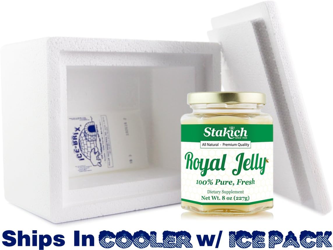 Stakich Fresh Royal Jelly pura, totalmente natural, sin aditivos, saboresconservantes añadidos, 8 onzas (8.01 oz)