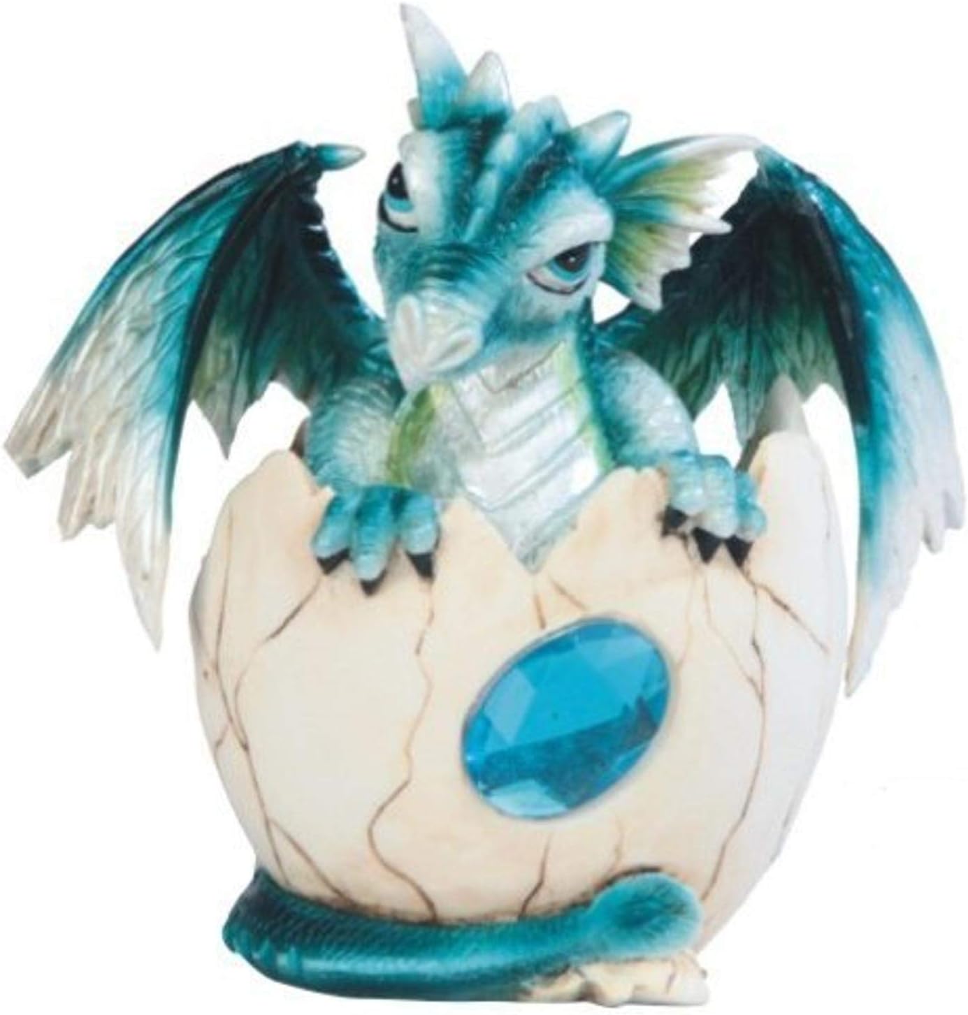 SS-G-71469 – Figura de dragón bebé azul en cáscara de huevo con gema, 4.5 pulgadas