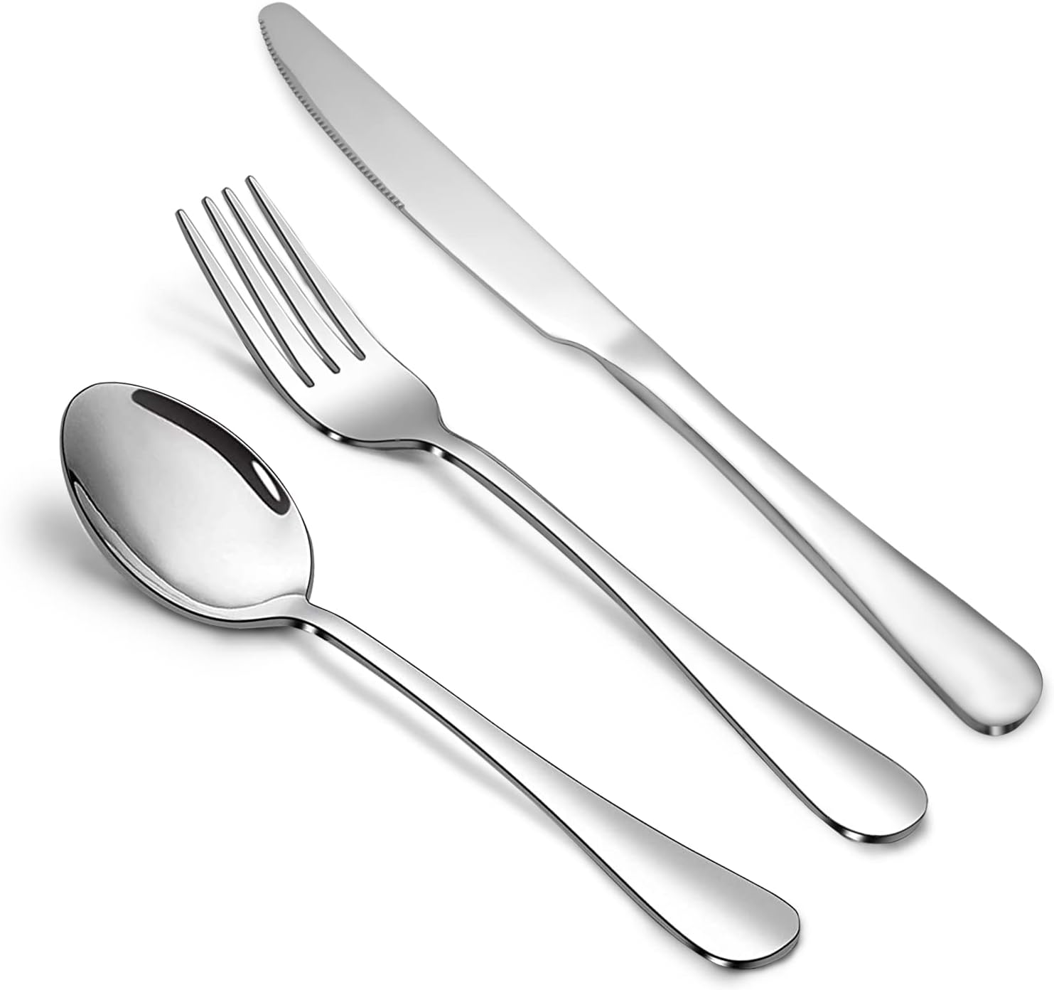 Juego de vajilla de 24 piezas con 8 cuchillos, 8 tenedores, 8 cucharas de cena, juego de cubiertos de acero inoxidable de grado alimenticio para el