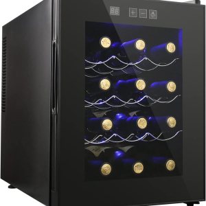 Refrigerador de vino de 12 botellas, mini refrigerador de vino compacto con control de temperatura digital, enfriador termoeléctrico de Refrigerador de vino de 12 botellas, mini refrigerador de vino compacto con control de temperatura digital, enfriador termoeléctrico de