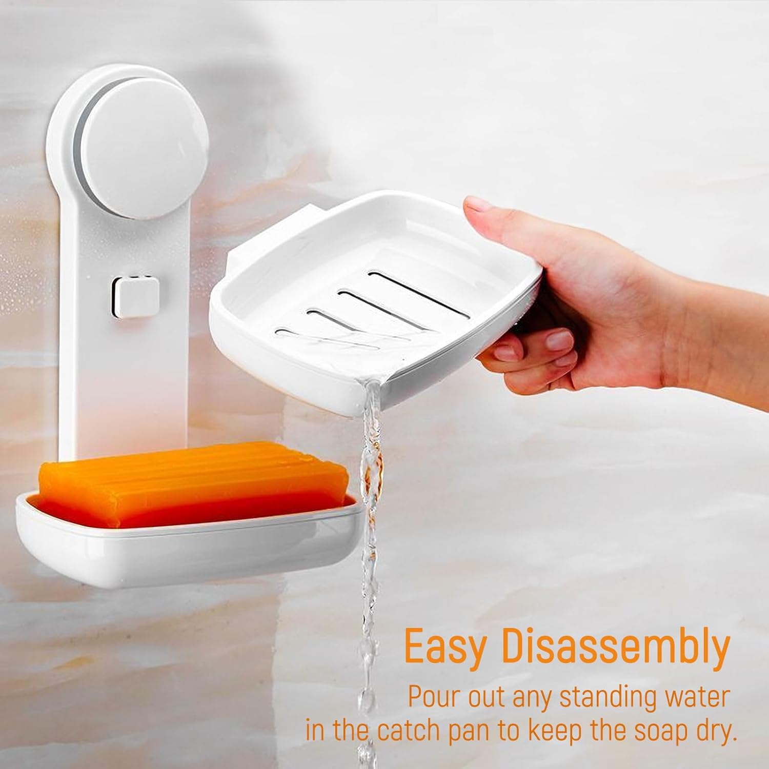 PEISAINOX Jabonera adhesiva para pared de ducha, jabonera adhesiva sin perforaciones para ducha, baño, bañera, cocina, montaje en pared, doble