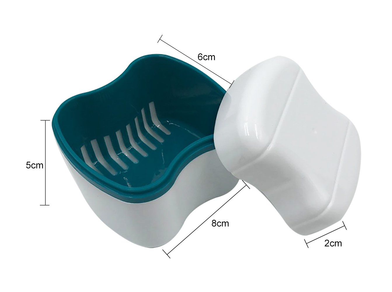 Taza de dentadura con colador, 1 caja de retención de cepillo de dentadura, estuche de dentadura con tapa, caja de baño de dentadura para limpiar,