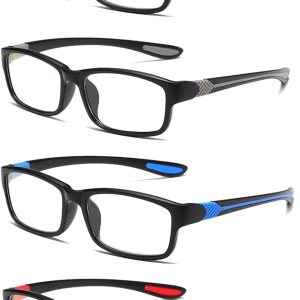Gafas de lectura para hombre, 4 pares, ultra ligeras, TR90, estilo deportivo, con bloqueo de luz azul Gafas de lectura para hombre, 4 pares, ultra ligeras, TR90, estilo deportivo, con bloqueo de luz azul