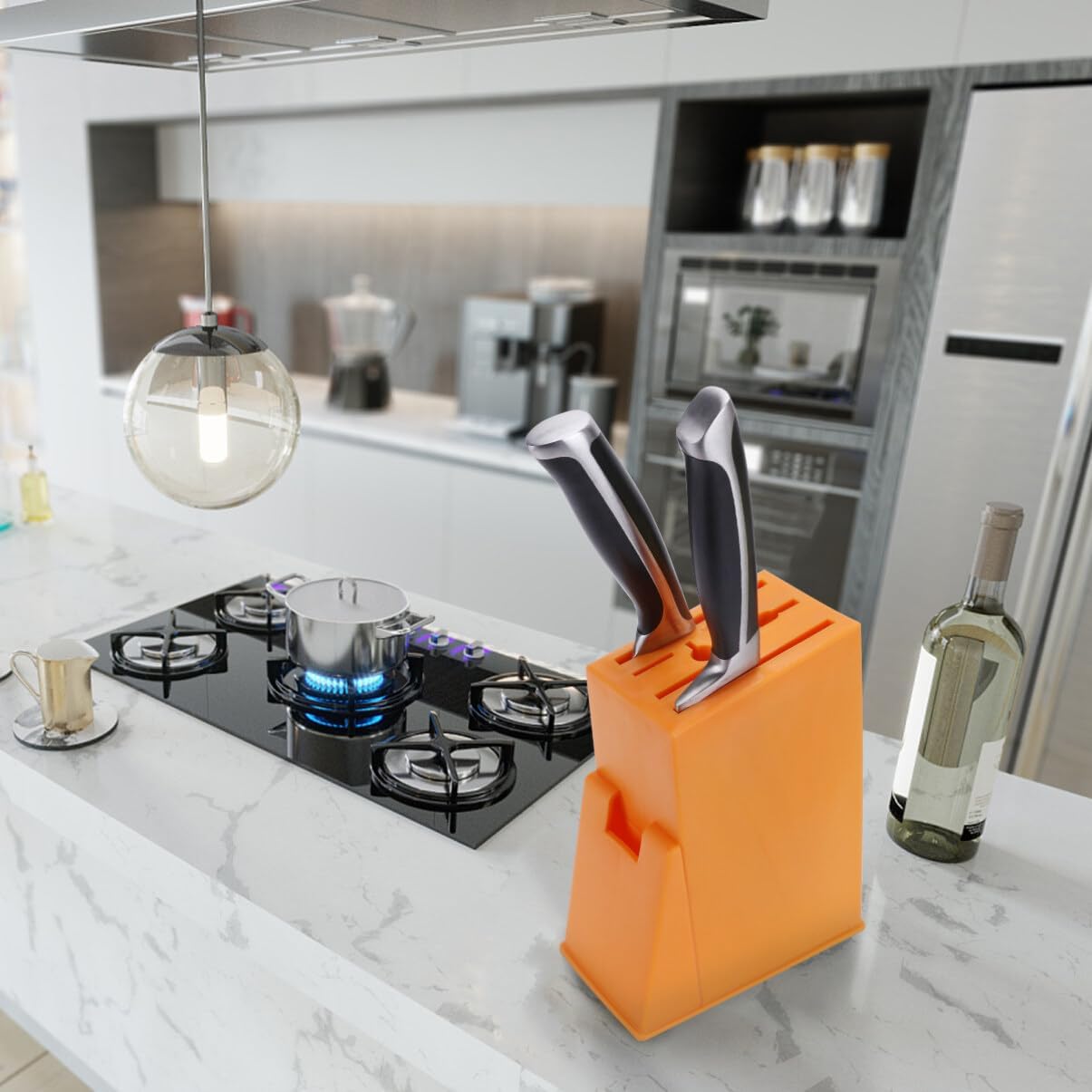 OSALADI Juegos de comedor Bloque de cuchillos de cocina de plástico Soporte para cuchillos Organizador de almacenamiento de cuchillos de cocina