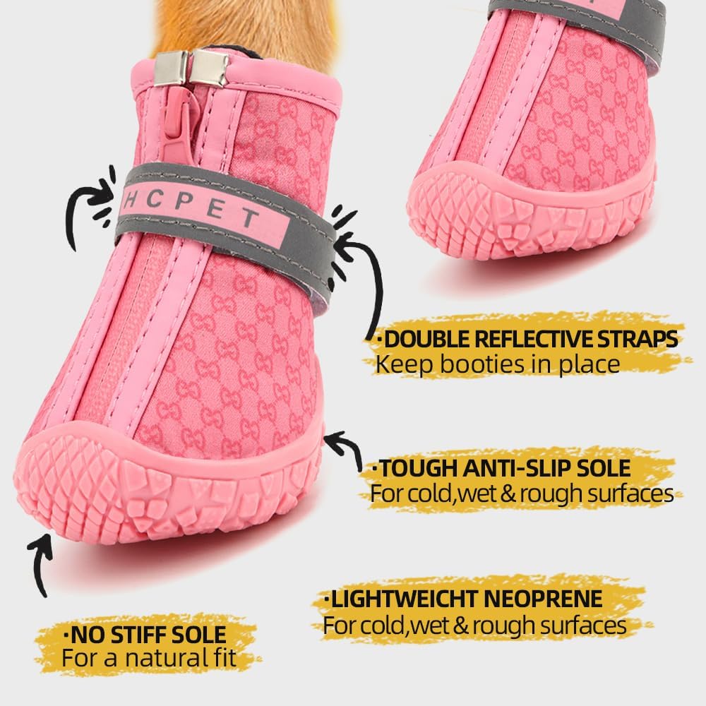 Hcpet Botas de perro para perros pequeños, botas impermeables para perros, protectores de patas para pavimento caliente, botas de senderismo de