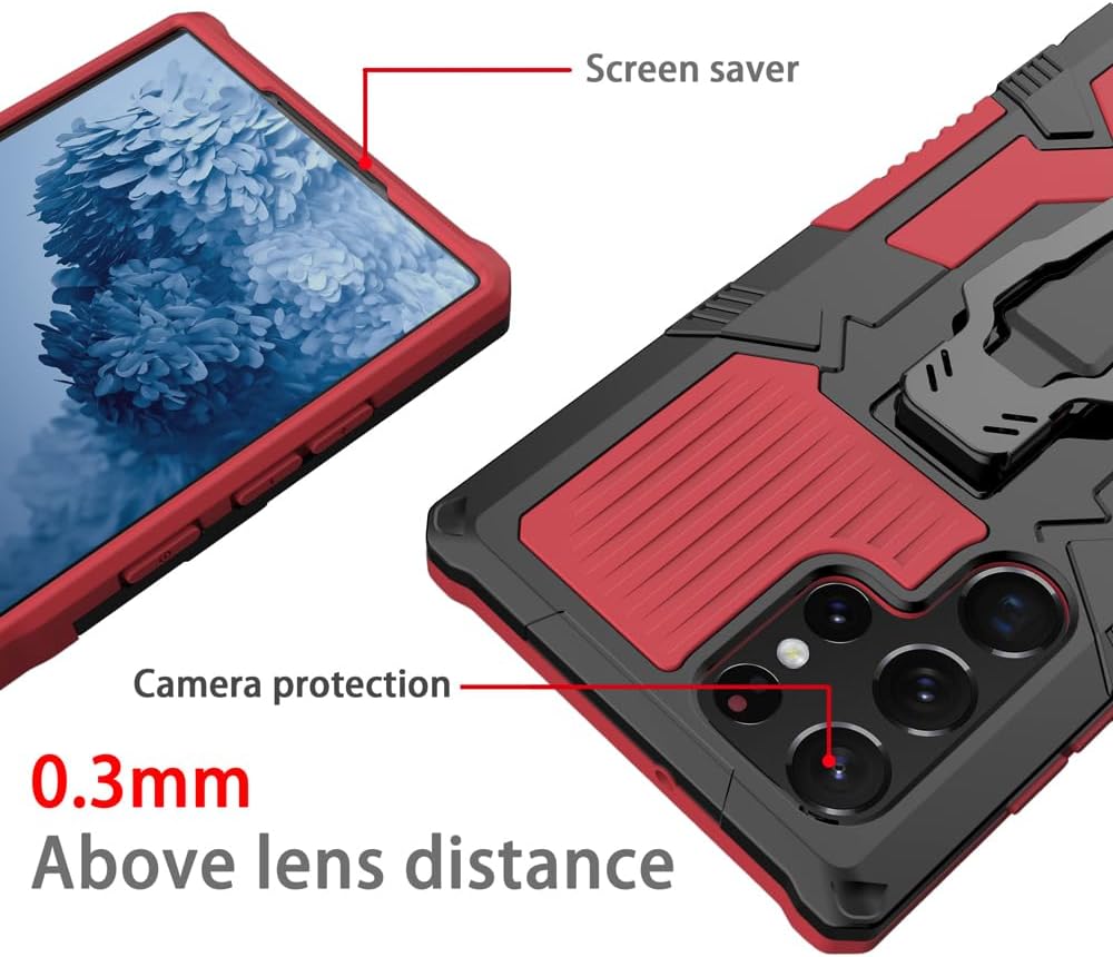 Asuwish Funda protectora compatible con Samsung Galaxy S22 Ultra 5G y protector de pantalla de vidrio templado con clip para cinturón, resistente