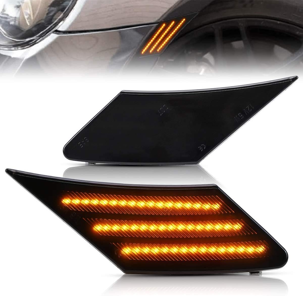 eLoveQ Lámpara de aparcamiento con luz LED ámbar para 2013-2020 Scion FR-S Subaru BRZ Toyota 86 (marcador lateral LED ahumado)