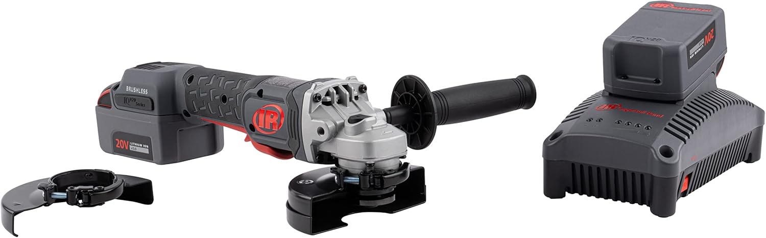 Ingersoll Rand Amoladora angular inalámbrica G5351-K22-20V y herramienta de corte, kit de 2 baterías, 8000 RPM, 1HP, rueda de 4.5 pulgadas