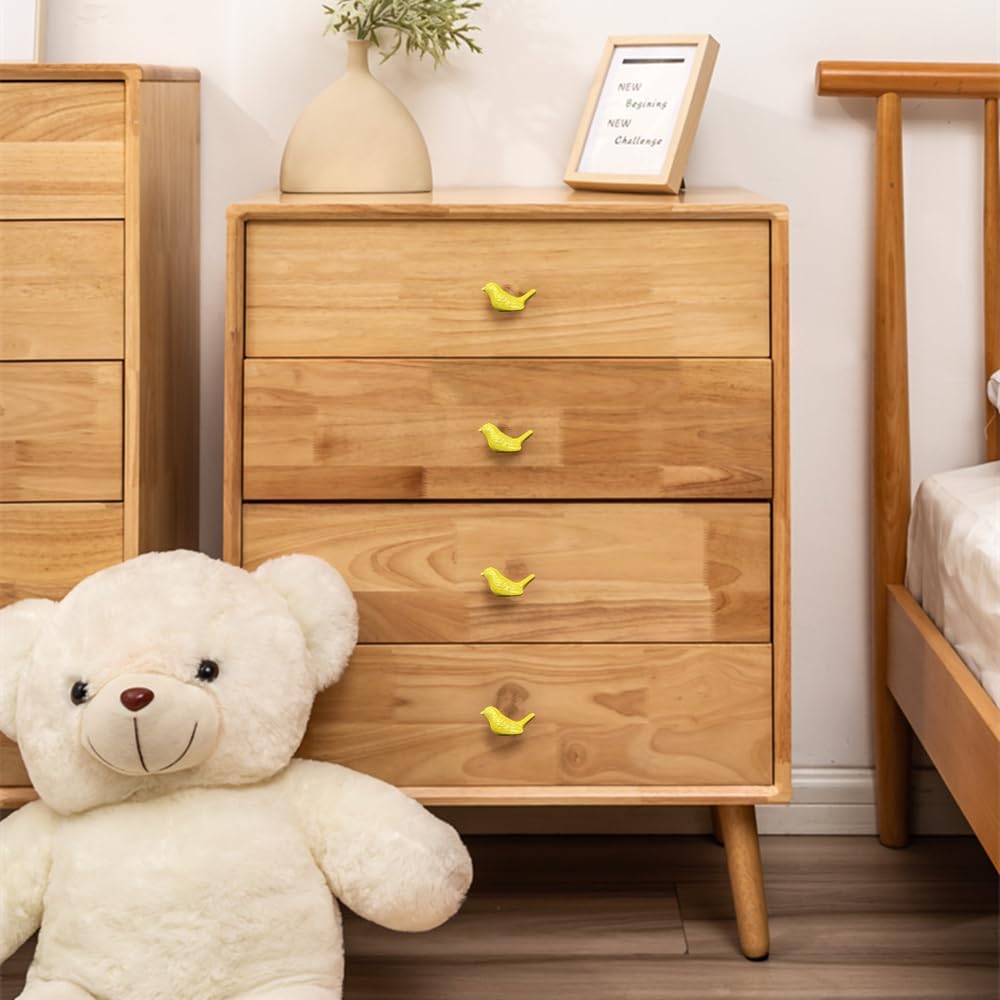 Pomos de cerámica con forma de pájaro para puertas y cajones, pomos para muebles y cocina, tiradores para armarios con tornillos, paquete de 6