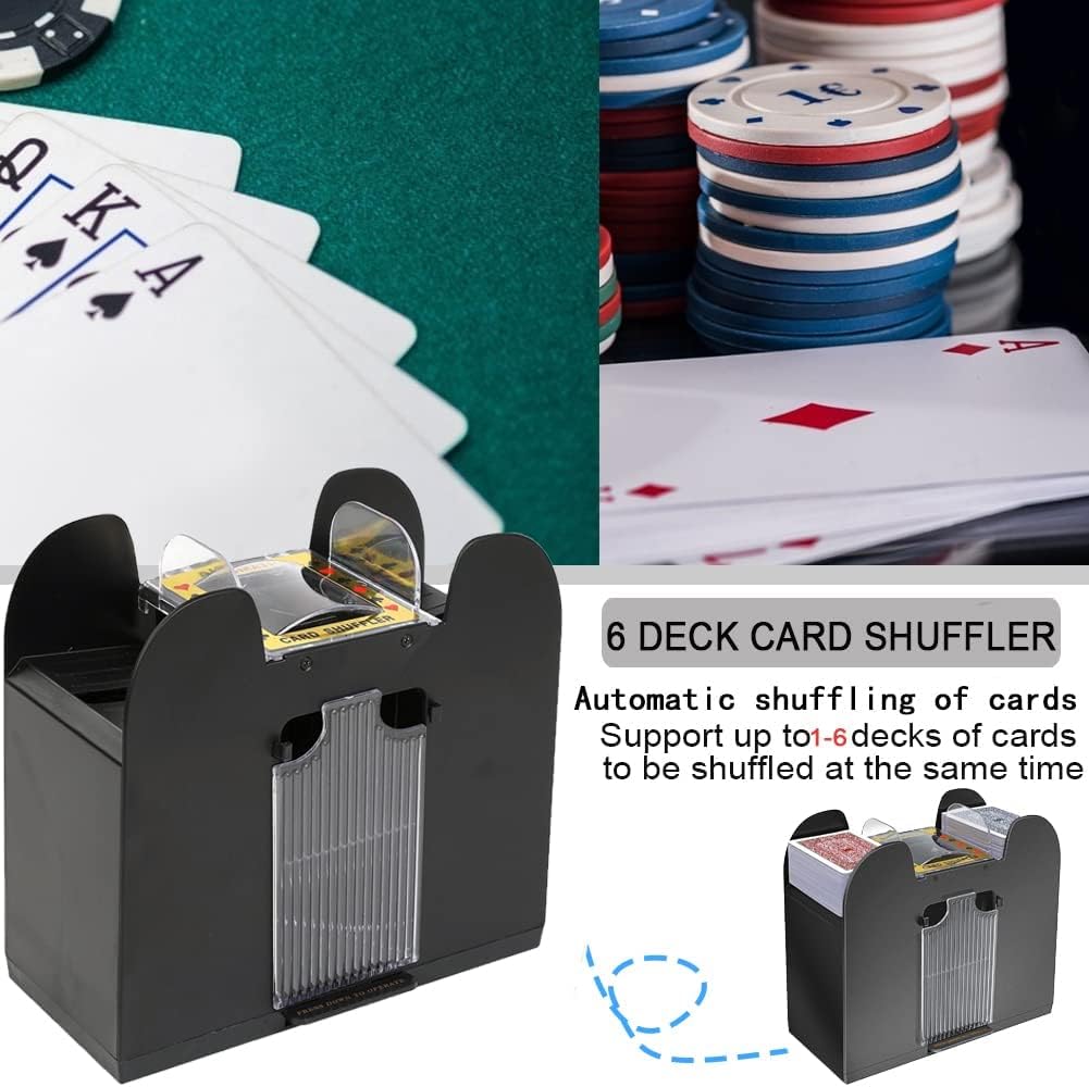 Barajador de cartas de 1 a 6 barajas automático de cartas Máquina barajadora de cartas USB4C, herramienta a batería para UNO, Texas Hold’em, juegos