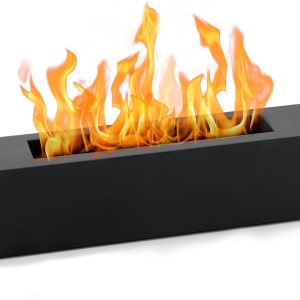 BRIAN & DANY Hoguera de mesa, hoguera de mesa de hormigón para interiores y exteriores, chimenea de mesa rectangular grande de etanol, color negro BRIAN & DANY Hoguera de mesa, hoguera de mesa de hormigón para interiores y exteriores, chimenea de mesa rectangular grande de etanol, color negro