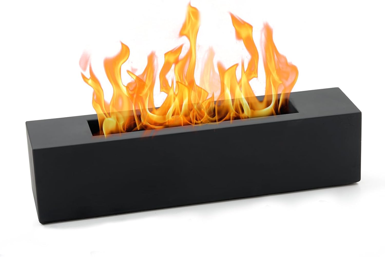 BRIAN & DANY Hoguera de mesa, hoguera de mesa de hormigón para interiores y exteriores, chimenea de mesa rectangular grande de etanol, color negro