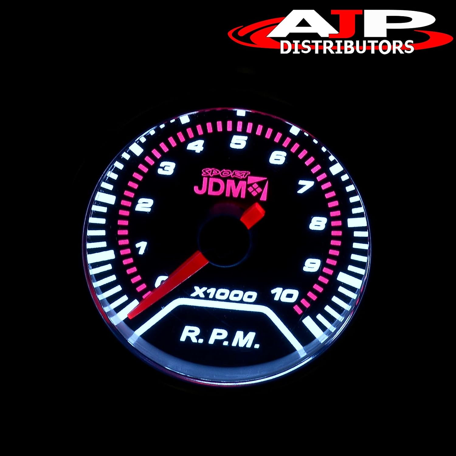 AJP Distributors Performance Racing – Aguja analógica universal JDM Sport Smoked Tint de 2 pulgadas, tacómetro de 2.047 in, medidor de rpm, medidor