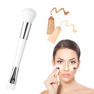 Cepillo de contorno para nariz en forma de U, cepillo de maquillaje de doble extremo, práctico cepillo de precisión 2 en 1 para pulir huesos de Cepillo de contorno para nariz en forma de U, cepillo de maquillaje de doble extremo, práctico cepillo de precisión 2 en 1 para pulir huesos de