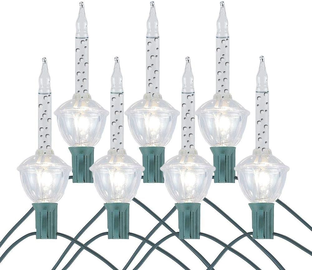 Novelty Lights Juego de luces navideñas tradicionales de 7 luces, líquido transparente, 7 pies