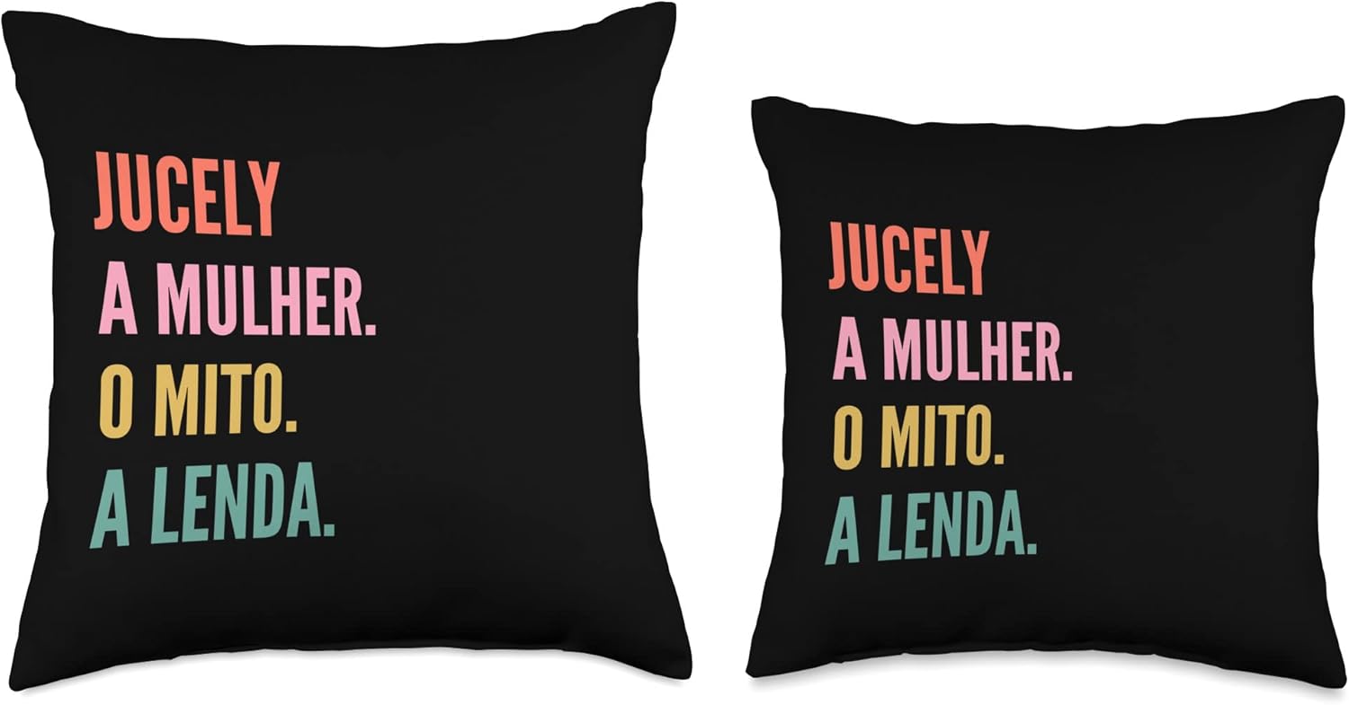Designs De Nomes Engraçados Para Mulher Funny Portuguese First Name Design-Jucely Throw Pillow, 18×18, Multicolor