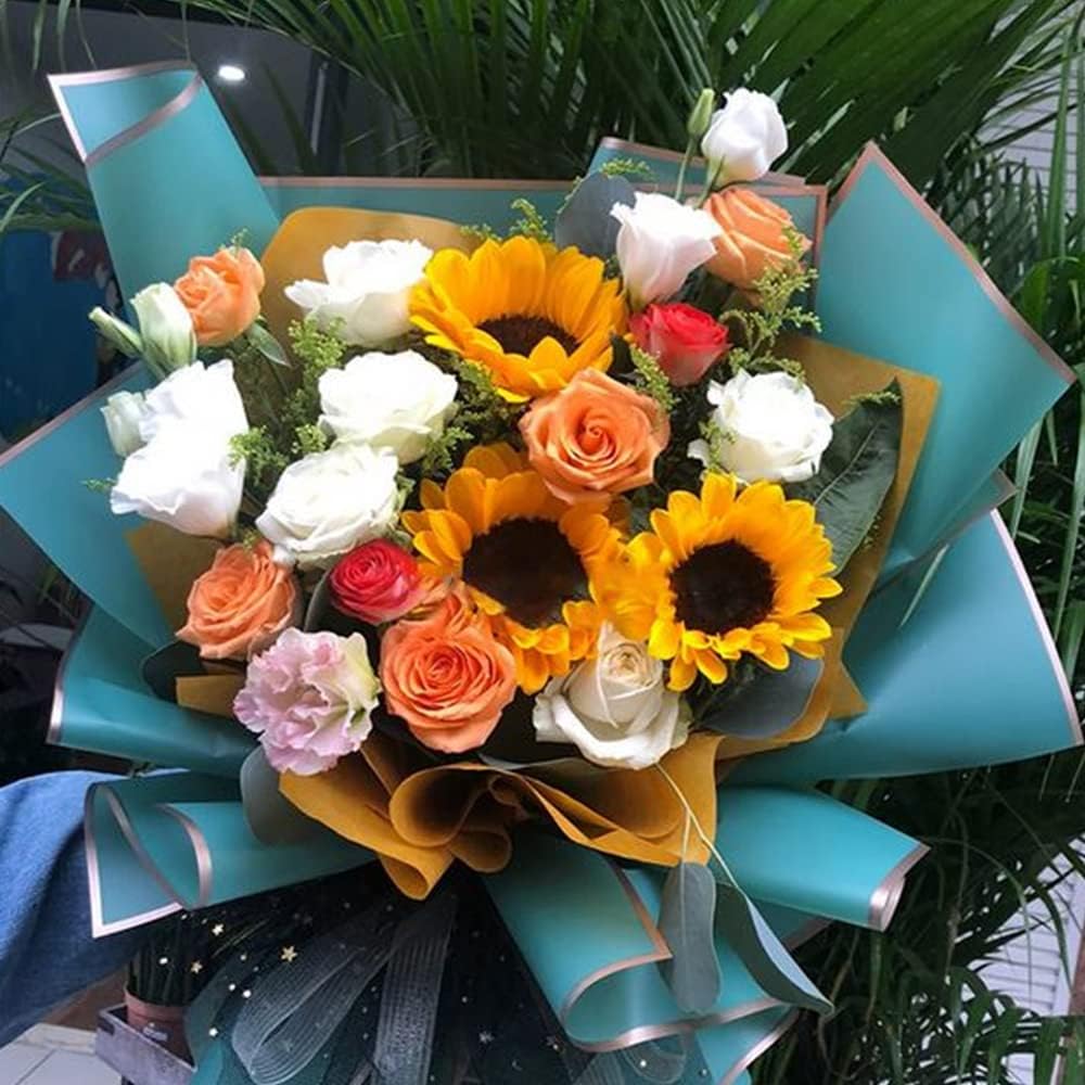 20 hojas de papel de regalo de flores de color puro, con borde dorado, impermeable, para el día de San Valentín, 23 x 23 pulgadas, utilizado para