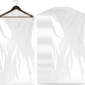 Paquete de 12 fundas de plástico para ropa de 23.6 x 59.1 in, a prueba de polvo, fundas protectoras para colgar, bolsas de ropa transparentes, Paquete de 12 fundas de plástico para ropa de 23.6 x 59.1 in, a prueba de polvo, fundas protectoras para colgar, bolsas de ropa transparentes,