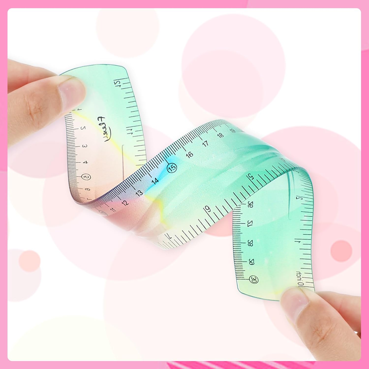 Juego de reglas, 3 reglas flexibles de borde recto, reglas transparentes, reglas de plástico flexibles, reglas de doble escala de 1286 pulgadas,