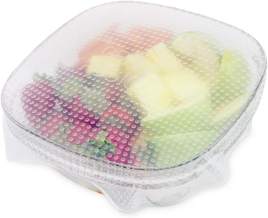 Grand Fusion Envoltura de alimentos de silicona apta para microondas, envolturas flexibles y reutilizables para alimentos, sin BPA y de larga