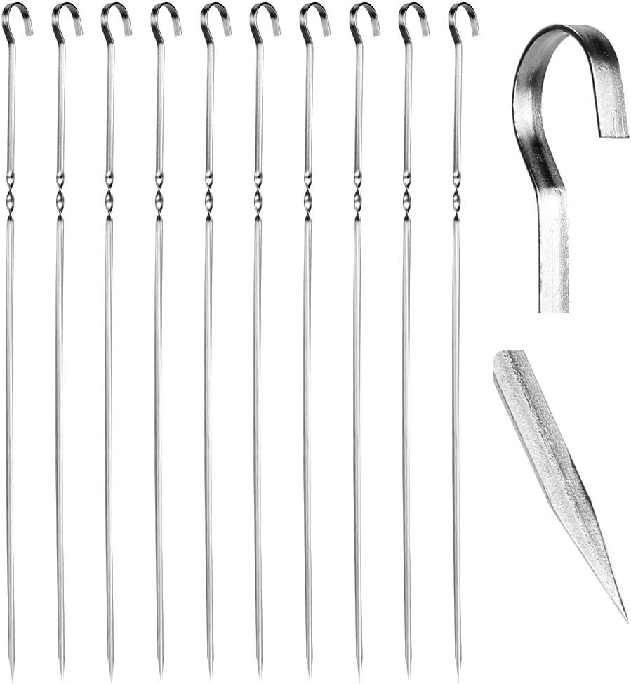 Fydun 10Pcs Stainl Steel Barbe Flat Skewer Grilling Tool for Party Outdoor Activities 10Pcs Stainl Steel Barbe for Family