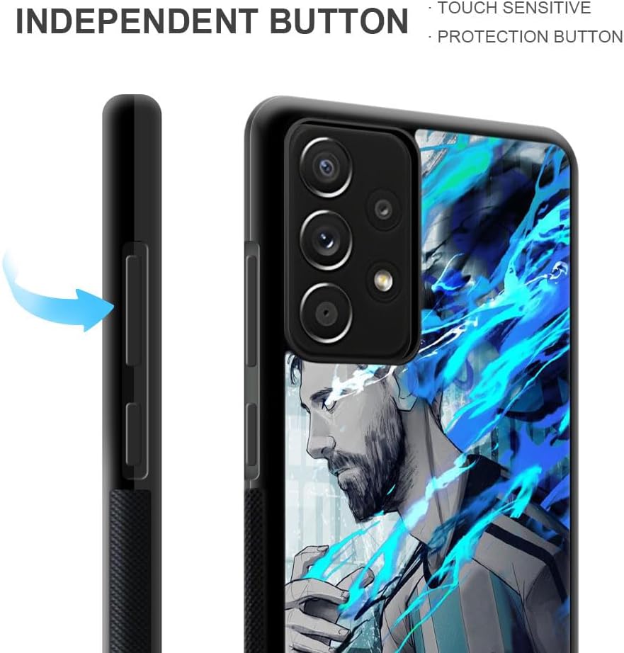 Henok Funda compatible con Samsung Galaxy A53 5G, Y A1 Jugador de Fútbol Diseño Retro con Antideslizante a prueba de golpes Protector de PC