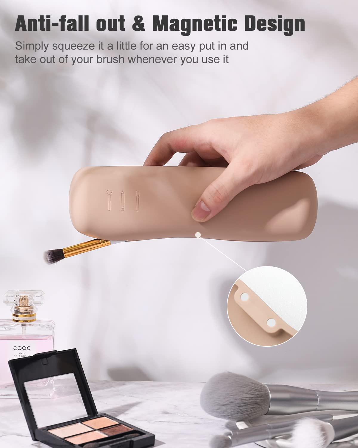 FERYES Porta brochas de maquillaje de viaje grande con 4 brochas de maquillaje, Juego de 4 portaescobillas