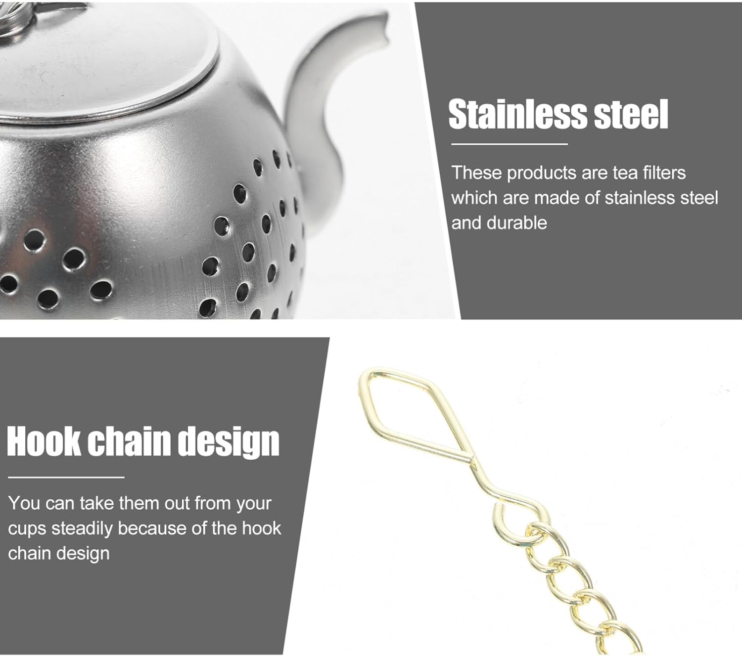 SHERCHPRY 2 cestas de té de acero inoxidable, coladores de té con tapa, colador de té extrafino, infusor de té de acero inoxidable, té caliente, té